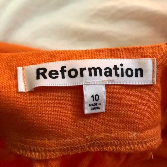 Reformation Backless "Irwin Linen Dress" in Citrus (Orange) - size 10 WORN ONCE - Picture 7 of 7